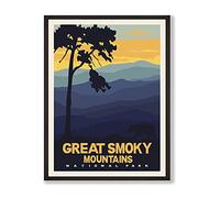 HerZii Prints Great Smoky Mountains National Park Posters & Prints Vintage National Parks Poster | Nature Wall Art Decor | Mountain Travel Posters (12x16 UNFRAMED)