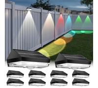 Herzila Solar Fence Lights Outdoor 10 Pack, 9 Fixed Colors & Auto Changing Waterproof Fence Lights Solar Powered, Solar Deck Light for Backyard, Wall, Deck, Patio, Outside Spaces