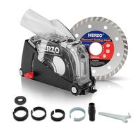 HERZO Suction Hood for Angle Grinder 115 mm/125 mm with Guide Slot and Cutting Discs 115 mm Dust-Free Working