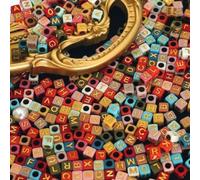 HERZWILD 1000 Piece Acrylic Alphabet Letter Beads - Square Craft Beads for Jewellery Crafts (A Gold)