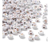 HERZWILD 1000 Piece Letter Beads - Pink Gold Round Craft Beads for Jewellery Crafts