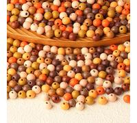 HERZWILD 1000pcs Fall Beads Autumnal Beads Color Wooden Bead Halloween Orange Thanksgiving Craft Wood Bead 8mm Autumn Craft Beads for DIY Jewellery Making (Colourful 8mm)
