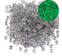 HERZWILD 1000pcs Letter Beads Glow in The Dark Acrylic Bead 6 x 6 mm Letter Beads Square Craft Letters A-Z Beads for Jewellery Crafts (Noctilucent Black)