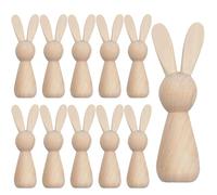 HERZWILD 10PCS Unfinished Wooden Rabbit Pendant Blank Bunny Easter Decoration Wood Rabbit Ornaments for Easter Party DIY Craft Painting Tabletop Decoration Home Holiday Supplies