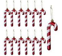 HERZWILD 12pcs Christmas Tree Candy Cane Hanging Ornaments Christmas Tree Pendant 12cm for Christmas tree Decorations (White-red)