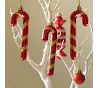 HERZWILD 12pcs Christmas Tree Candy Cane Hanging Ornaments Christmas Tree Pendant 12cm for Christmas tree Decorations (Gold -red)