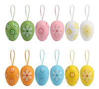 HERZWILD 12Pcs Plastic Easter Egg Decorations for Trees,4 x 6 cm Colorful Plastic Painted Easter Eggs for School Home Party Decorations, Easter Hanging Ornaments Decorations for Easter Decorations(B)