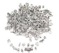 HERZWILD 150g Mixed Tibetan Silver Bail Beads Spacer Bail Bead Antique Tibetan Silver Bail Tube Beads Hanger Fit Charm Bracelet Pendant for Jewelry Crafts Making DIY, TypeD, Alloy Steel, No Gemstone