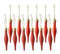 HERZWILD 16pcs Christmas Droplet Ornaments Red Finial Drop Christmas Ornaments Matte Glitter Ice Cream Ice Drop 9cm Small Plastic Christmas Tree Jewelry Decor Tree Balls (red)