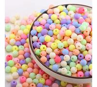 HERZWILD 1800pcs Matte Acrylic Round Frosted Candy Color Beads，Assorted Beaded Bracelets Mix Plastic Pastel Loose Spacer ，Opaque Pastel Colors Mixed for DIY Jewelry Making Crafts（Color-B）