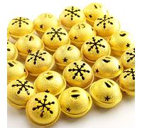 HERZWILD 24pcs gold Jingle Bells for Crafts 4cm metal Christmas Jingle Bells