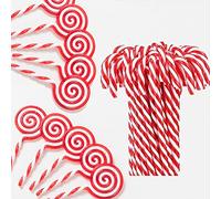 HERZWILD 26 Pieces Candy Canes and Lollipops for Christmas Tree Decorations - Hanging Pendant Ornaments (Red)