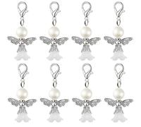 HERZWILD 30pcs Guardian Angel DIY Make Set Keychain Charm Pearl White Angel Pendant for DIY Wedding Birthday Party Jewelry Necklace Crafting