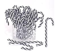 HERZWILD 32 x Black Christmas Tree Decorations Candy Canes for Hanging Christmas Decoration Pendant Candy Cane Ornaments Xmas Tree Hanging (Black, 15 cm (without Hole))
