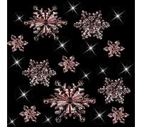 HERZWILD 35pcs Clear Acrylic Crystal Snowflake Ornaments pink Winter Wonderland Snowflake Hanging Pendants for Christmas Xmas Tree Decorations (35 xuehua-pink)