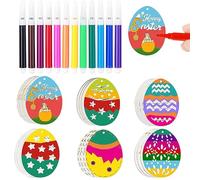 HERZWILD 45 pcs Easter Wooden Crafts Wood Ornaments Kits,Easter Wooden Rabbits Crafts DIY Bunny Hanging Set for Kids Easter Party Supplies Kids Painting Arts Crafts Spring Home Garden Decor