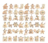 HERZWILD 48pcs wooden Advent Calendar Numbers 2 sets Christmas Countdown Vintage DIY Number Gift Tags Christmas Calendar Pendant for Christmas Decorations, Gift Wrapping, Handicrafts (Wood 2)
