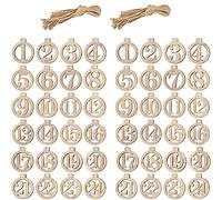 HERZWILD 48pcs wooden Advent Calendar Numbers 2 sets Wooden Christmas Countdown Vintage DIY Number Gift Tags Christmas Calendar Pendant for Christmas Decorations, Gift Wrapping, Handicrafts （wood 1）