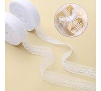 HERZWILD 50 m White Lace Ribbon Wide Floral Lace Trim Vintage Pattern Roll Ribbons Vintage Decorative Trim Crochet Fabric for Sewing Craft Wedding Decoration (White/A)