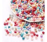 HERZWILD 600 Pieces Colourful Glass Pearl Beads, 6 mm Round, Faux Pearl, Ideal for Jewellery Making