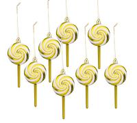 HERZWILD 8 x Christmas Tree Decorations Candy Canes Lollipop Gold Christmas Tree Pendant Christmas Decoration Pendant (Gold-D)