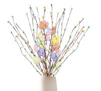 HERZWILD Artificial Easter Spray Vine with Pastel Easter Eggs and Berries - Decorative Spring Stems - Branches for Flowers Arrangement Centrepiece Wreath Decoration