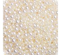 HERZWILD Beige Faux Pearl Large Hole Pearls，1220pcs 3size White Pearls Beads, Acrylic 6/8/10mm Mixed Round Loose Luster Glossy Polished Pearl Beads for Craft Bracelets,Necklaces, Hairs Decorations
