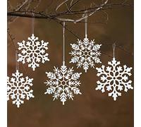 HERZWILD Christmas Ornaments - 36pcs Plastic Hanging Decor - White Snowflake Ornament for Christmas Tree Decorations