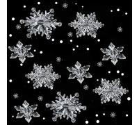 HERZWILD Clear Acrylic Crystal Snowflake Ornaments 35pcs transparent Winter Wonderland Snowflake Hanging Pendants for Christmas Xmas Tree Decorations (35 xuehua-Transparent)