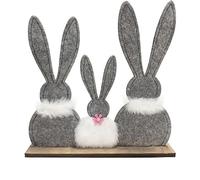 HERZWILD Felt Rabbit Stand for Easter, Easter Bunny Figure Wooden Easter Decoration Easter Bunny for Standing (3Rabbit)