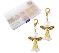 HERZWILD Guardian Angel Make Your Own 50 Set Key Ring Charm Pearl Pendant for DIY Wedding Jewellery Necklace Crafts (Gold)