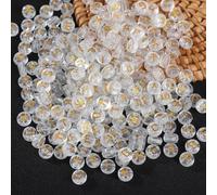 HERZWILD Letter Beads for Threading Approx. 1000 Pieces 4 x 7 mm Clear Letter Beads Round Craft Bead Letters A-Z Bead for Jewellery Crafts (4 x 7 Transparent Gold)