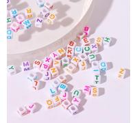 HERZWILD Letter Beads for Threading Approx. 1000 Pieces 6 x 6 mm Letter Beads Square Craft Beads Letters A-Z Beads for Jewellery Crafts (White Background Color)