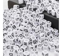 HERZWILD Letter Beads for Threading Approx. 700 Pieces 7 x 7 mm Square Letter Bead Craft Beads A-Z Beads for Jewellery Crafts (7 x 7 mm)