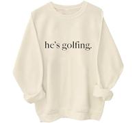 He's Golfing Sweatshirt Golf Shirts Hes Golfing Long Sleeve Shirt Cream Yellow