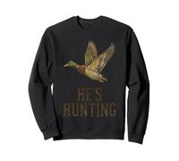 He's Hunting Camo Target Retro Duck Hunter Wife Mama Grandma Sweatshirt