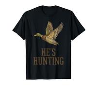 He's Hunting Camo Target Retro Duck Hunter Wife Mama Grandma T-Shirt