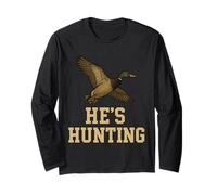 He's Hunting Camo Target Retro Hunting Hunter Wife Long Sleeve T-Shirt