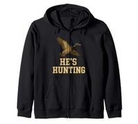 He's Hunting Camo Target Retro Hunting Hunter Wife Zip Hoodie