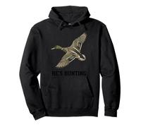 He's Hunting Camo Target Vintage Mallard Duck Hunter Wife Pullover Hoodie