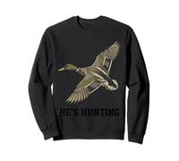 He's Hunting Camo Target Vintage Mallard Duck Hunter Wife Sweatshirt