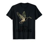 He's Hunting Camo Target Vintage Mallard Duck Hunter Wife Value Graphic T-Shirt