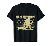 He's Hunting Funny Bigfoot Sasquatch Deer Hunter's Wife Camo T-Shirt
