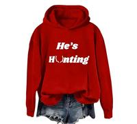 He's Hunting Sweatshirt He's Hunting Shirt Your He’s Hunting The Sweatshirt Hunting Womens Sweatshirt cute fall outfits for women (Red, S)
