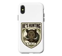 He's Hunting Wild Boar Hunters Wife Tracking Hog Womens Case for iPhone X/XS