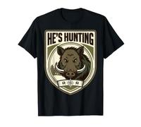 He's Hunting Wild Boar Hunters Wife Tracking Hog Womens T-Shirt