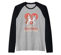 He's My Best Friend She's My Boss cat Dog Lover Raglan Baseball Tee