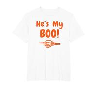 He's My Boo Matching Halloween Pajama Couples T-Shirt, Men's Big and Tall, White, 4X Tall