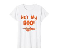 He's My Boo Matching Halloween Pajama Couples T-Shirt, Women, White, Medium
