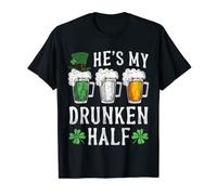 He's My Drunken Half Irish Beer Mens Womens St Patricks Day T-Shirt